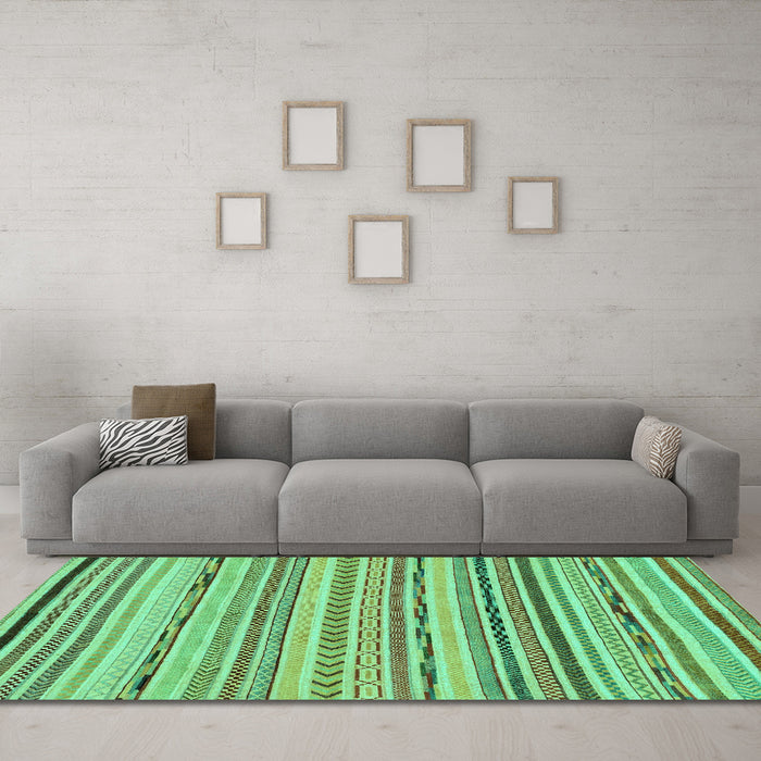 Machine Washable Abstract Turquoise Modern Area Rugs in a Living Room,, wshabs2308turq