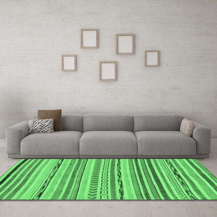 Machine Washable Abstract Emerald Green Modern Area Rugs in a Living Room,, wshabs2308emgrn
