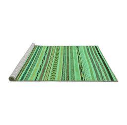 Sideview of Machine Washable Abstract Turquoise Modern Area Rugs, wshabs2308turq