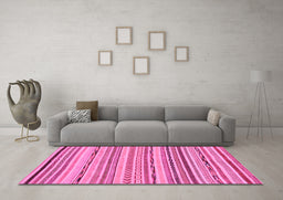 Machine Washable Abstract Pink Modern Rug in a Living Room, wshabs2308pnk