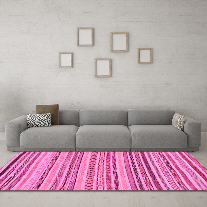 Machine Washable Abstract Pink Modern Rug in a Living Room, wshabs2308pnk