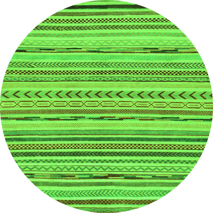 Round Machine Washable Abstract Green Modern Area Rugs, wshabs2308grn