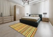 Machine Washable Abstract Gen Brown Yellow Rug in a Bedroom, wshabs2308