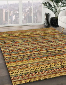 Abstract Yellow Modern Rug in Family Room, abs2309