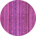 Round Machine Washable Abstract Purple Modern Area Rugs, wshabs2309pur