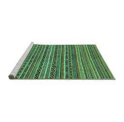 Sideview of Machine Washable Abstract Turquoise Modern Area Rugs, wshabs2309turq