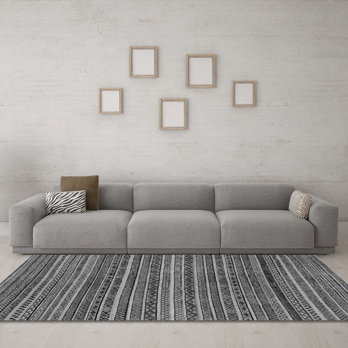 Machine Washable Abstract Gray Modern Rug in a Living Room,, wshabs2309gry