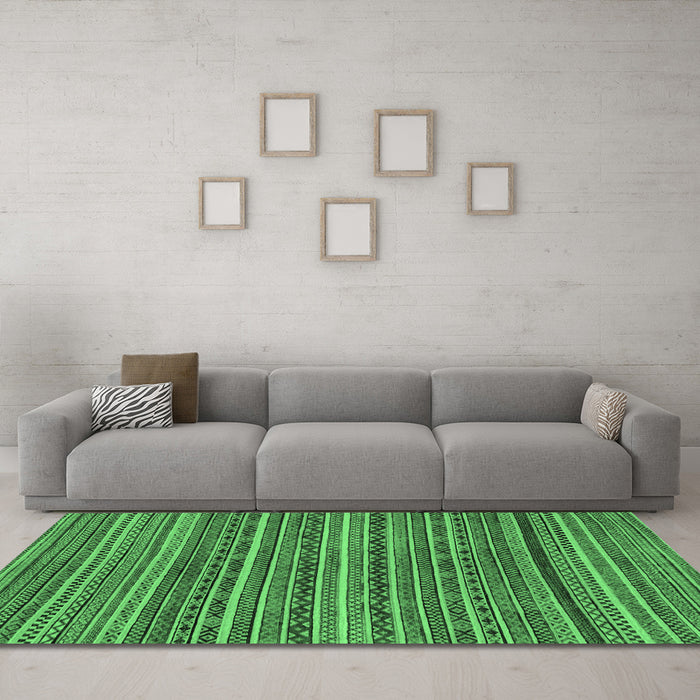 Machine Washable Abstract Emerald Green Modern Area Rugs in a Living Room,, wshabs2309emgrn