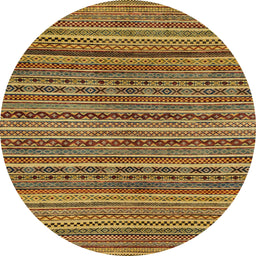 Round Machine Washable Abstract Yellow Rug, wshabs2309