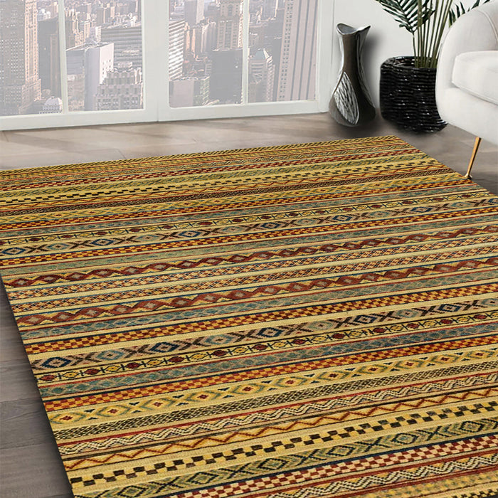 Machine Washable Abstract Yellow Rug in a Family Room, wshabs2309