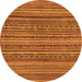 Round Machine Washable Abstract Orange Modern Area Rugs, wshabs2309org