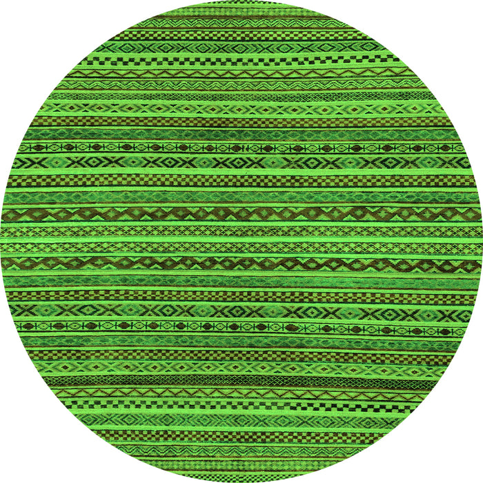 Round Abstract Green Modern Rug, abs2309grn
