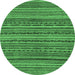 Round Machine Washable Abstract Emerald Green Modern Area Rugs, wshabs2309emgrn