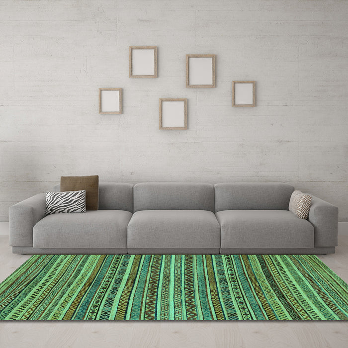 Machine Washable Abstract Turquoise Modern Area Rugs in a Living Room,, wshabs2309turq