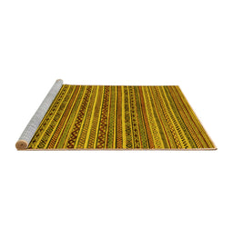 Sideview of Machine Washable Abstract Yellow Modern Rug, wshabs2309yw