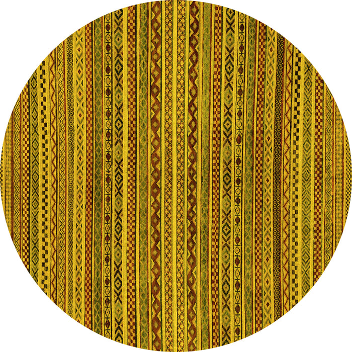 Round Abstract Yellow Modern Rug, abs2309yw
