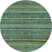 Round Abstract Light Blue Modern Rug, abs2309lblu