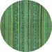 Round Abstract Turquoise Modern Rug, abs2309turq