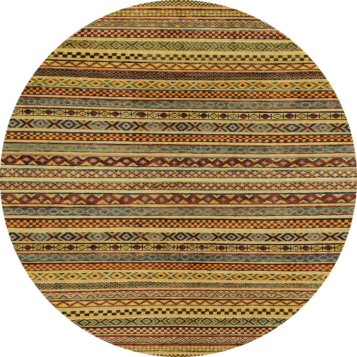 Round Abstract Yellow Modern Rug, abs2309