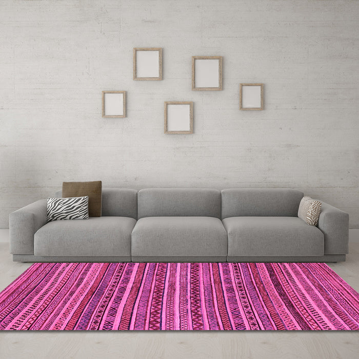 Machine Washable Abstract Pink Modern Rug in a Living Room, wshabs2309pnk