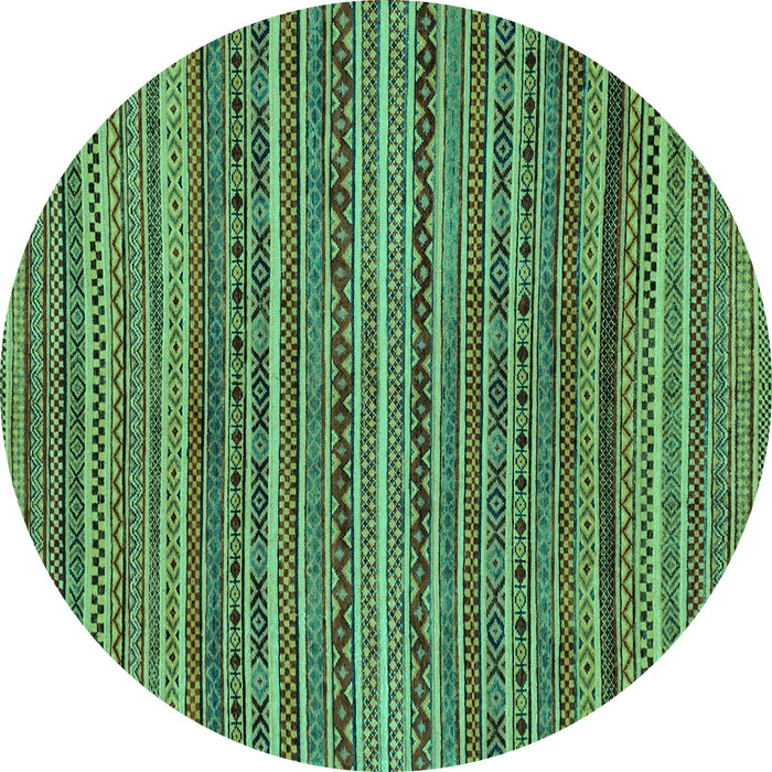 Round Machine Washable Abstract Turquoise Modern Area Rugs, wshabs2309turq