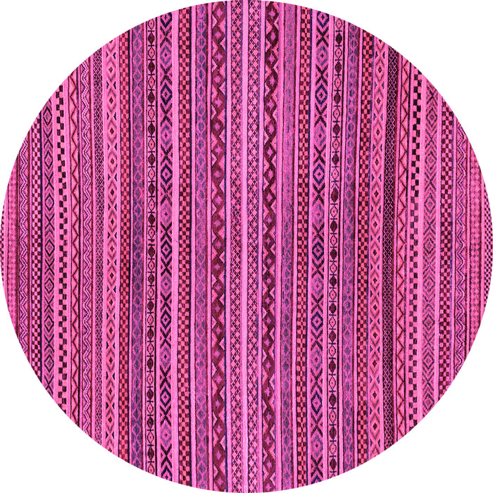 Round Machine Washable Abstract Pink Modern Rug, wshabs2309pnk