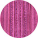 Round Machine Washable Abstract Pink Modern Rug, wshabs2309pnk