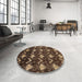 Round Machine Washable Abstract Night Red Rug in a Office, wshabs230