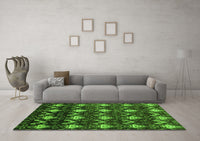 Machine Washable Abstract Green Modern Rug, wshabs230grn