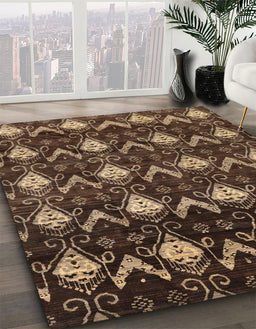 Abstract Red Modern Rug in Family Room, abs230