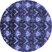 Round Machine Washable Abstract Blue Modern Rug, wshabs230blu