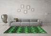 Machine Washable Abstract Emerald Green Modern Area Rugs in a Living Room,, wshabs230emgrn