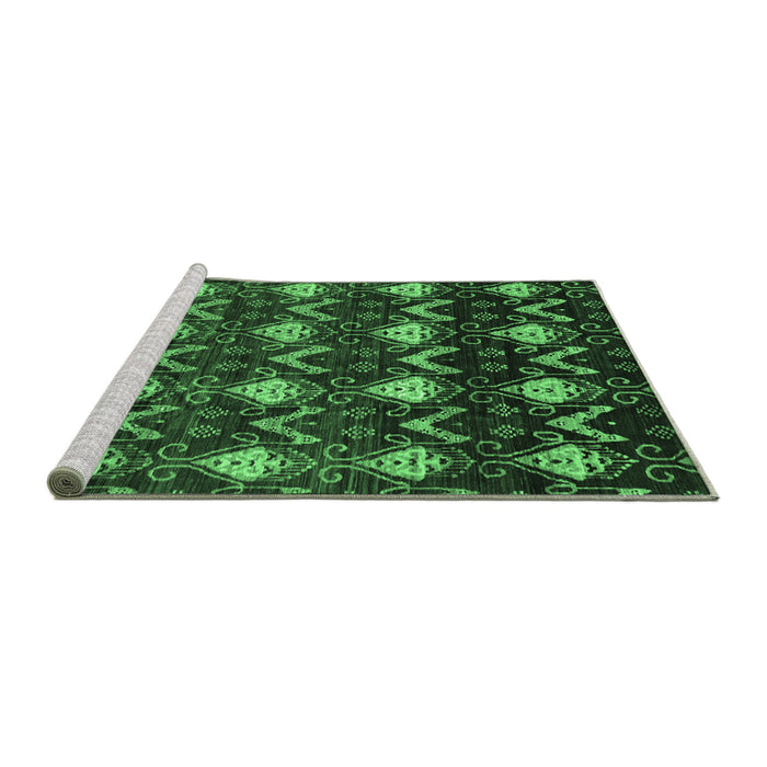 Sideview of Machine Washable Abstract Emerald Green Modern Area Rugs, wshabs230emgrn