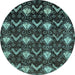 Round Abstract Light Blue Modern Rug, abs230lblu