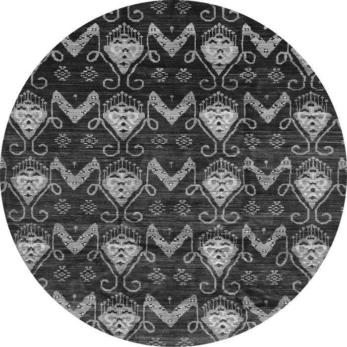 Round Machine Washable Abstract Gray Modern Rug, wshabs230gry