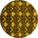 Round Machine Washable Abstract Yellow Modern Rug, wshabs230yw