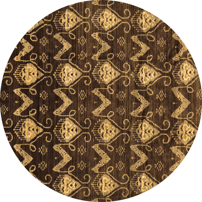 Round Machine Washable Abstract Brown Modern Rug, wshabs230brn