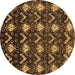 Round Machine Washable Abstract Brown Modern Rug, wshabs230brn