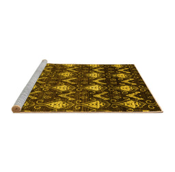 Sideview of Machine Washable Abstract Yellow Modern Rug, wshabs230yw