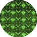 Round Machine Washable Abstract Green Modern Area Rugs, wshabs230grn