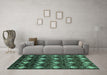 Machine Washable Abstract Turquoise Modern Area Rugs in a Living Room,, wshabs230turq