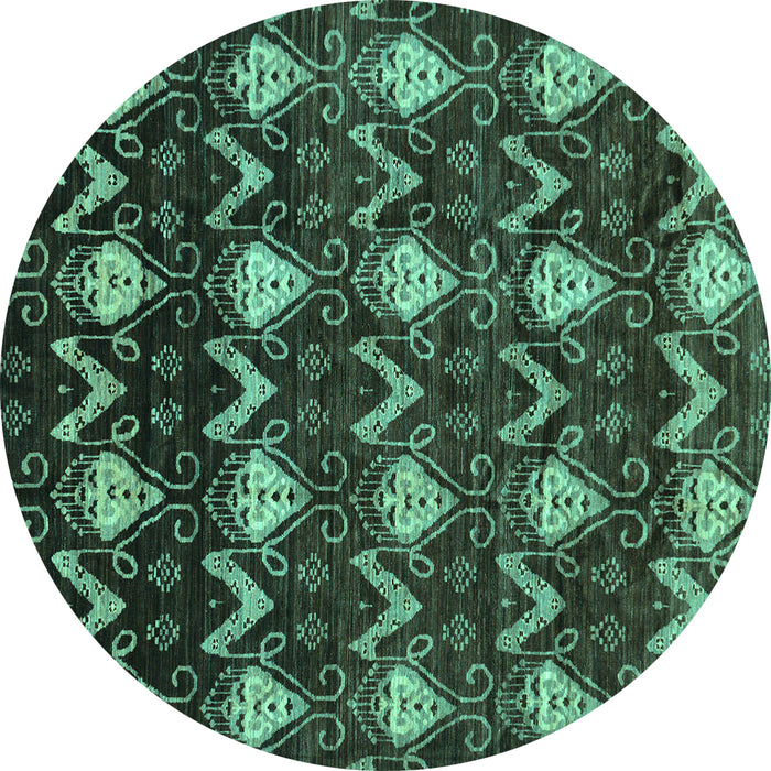 Round Abstract Turquoise Modern Rug, abs230turq