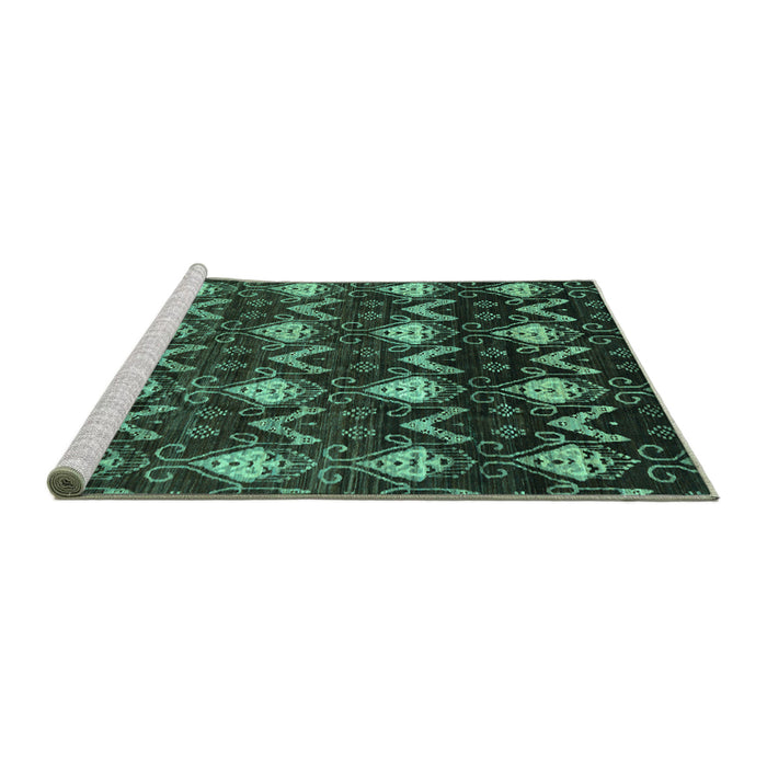 Sideview of Machine Washable Abstract Turquoise Modern Area Rugs, wshabs230turq