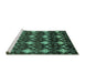 Sideview of Machine Washable Abstract Turquoise Modern Area Rugs, wshabs230turq