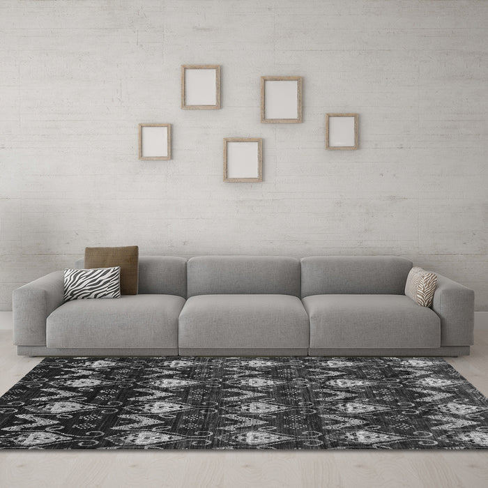 Machine Washable Abstract Gray Modern Rug in a Living Room,, wshabs230gry