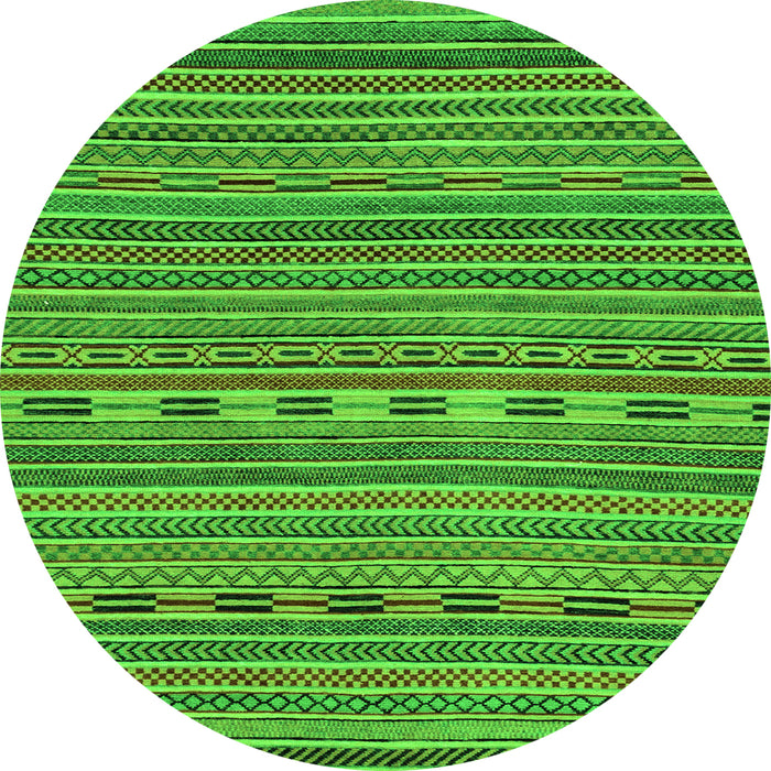Round Machine Washable Abstract Green Modern Area Rugs, wshabs2310grn