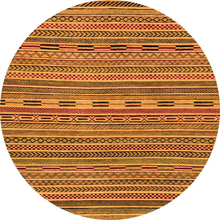 Round Machine Washable Abstract Orange Modern Area Rugs, wshabs2310org