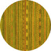 Round Machine Washable Abstract Yellow Modern Rug, wshabs2310yw