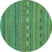 Round Abstract Turquoise Modern Rug, abs2310turq