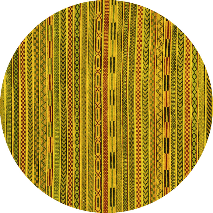 Round Abstract Yellow Modern Rug, abs2310yw